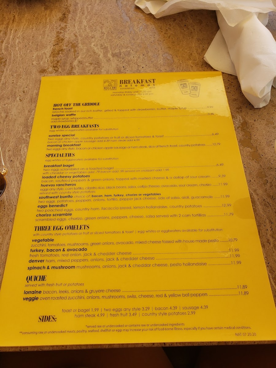 Bella Bru Cafe Photo Menu 8
