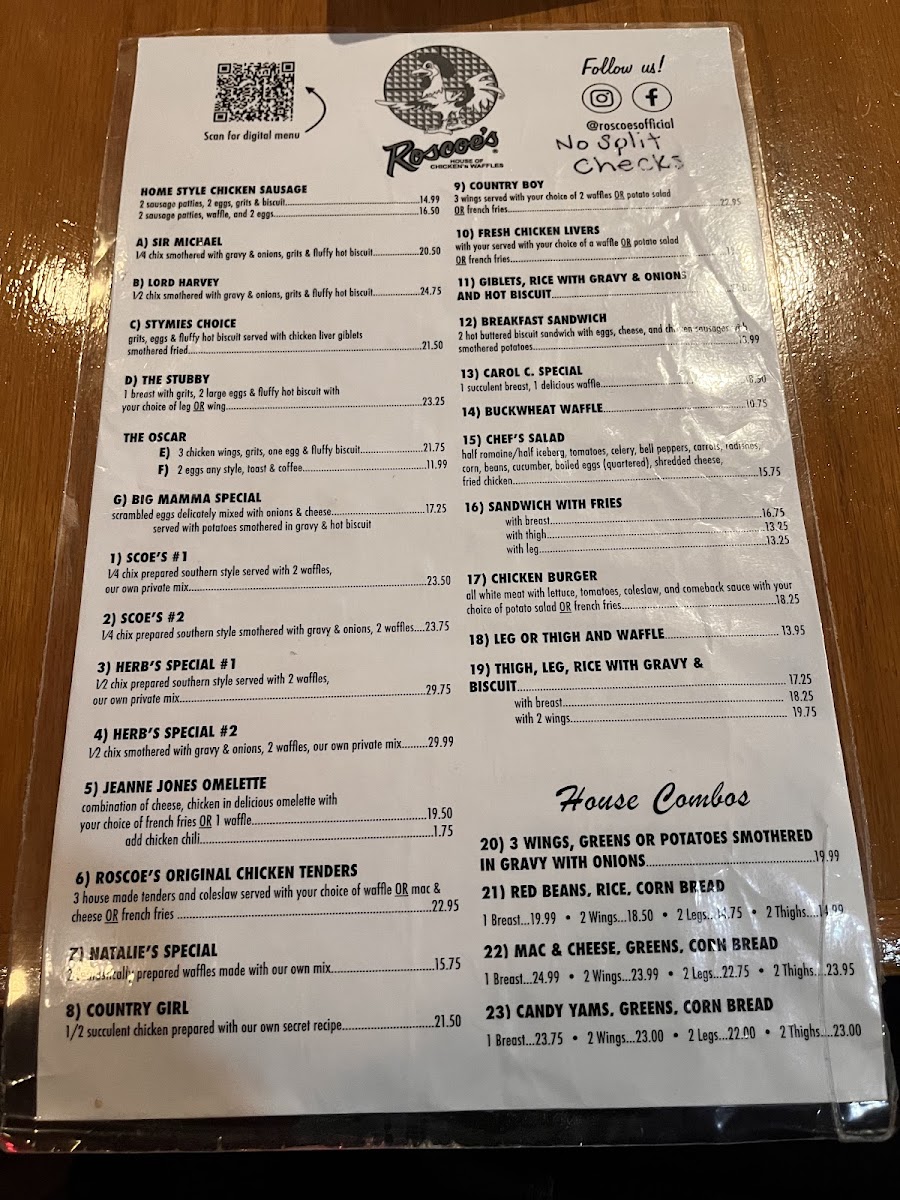 Roscoe's Chicken & Waffles Photo Menu 10