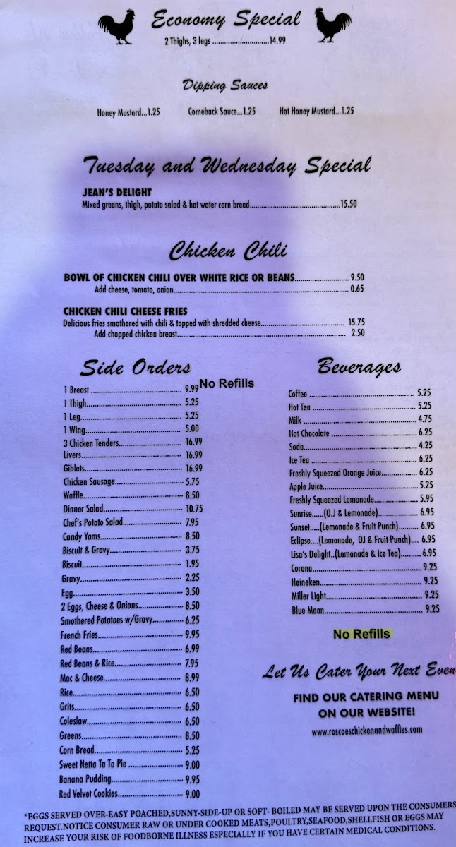 Roscoe's Chicken & Waffles Photo Menu 6