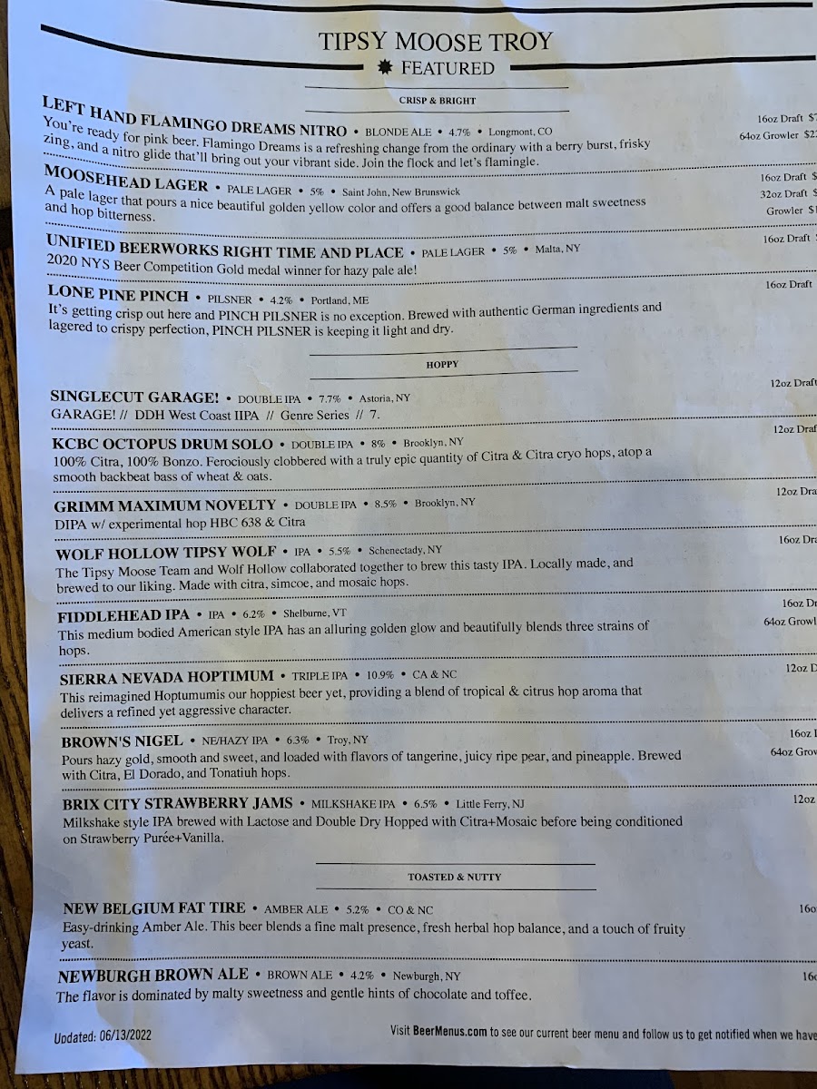 Tipsy Moose Tap & Tavern Photo Menu 4