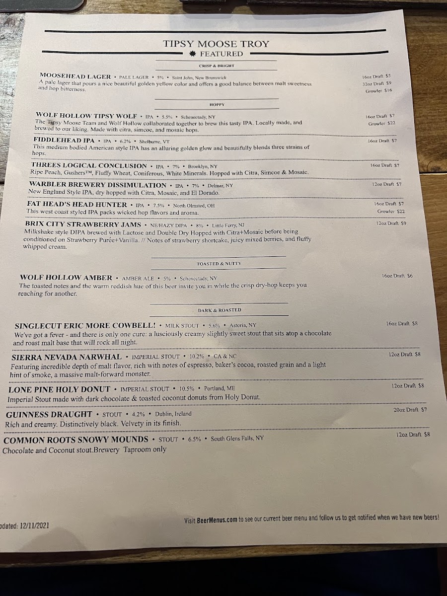 Tipsy Moose Tap & Tavern Photo Menu 5