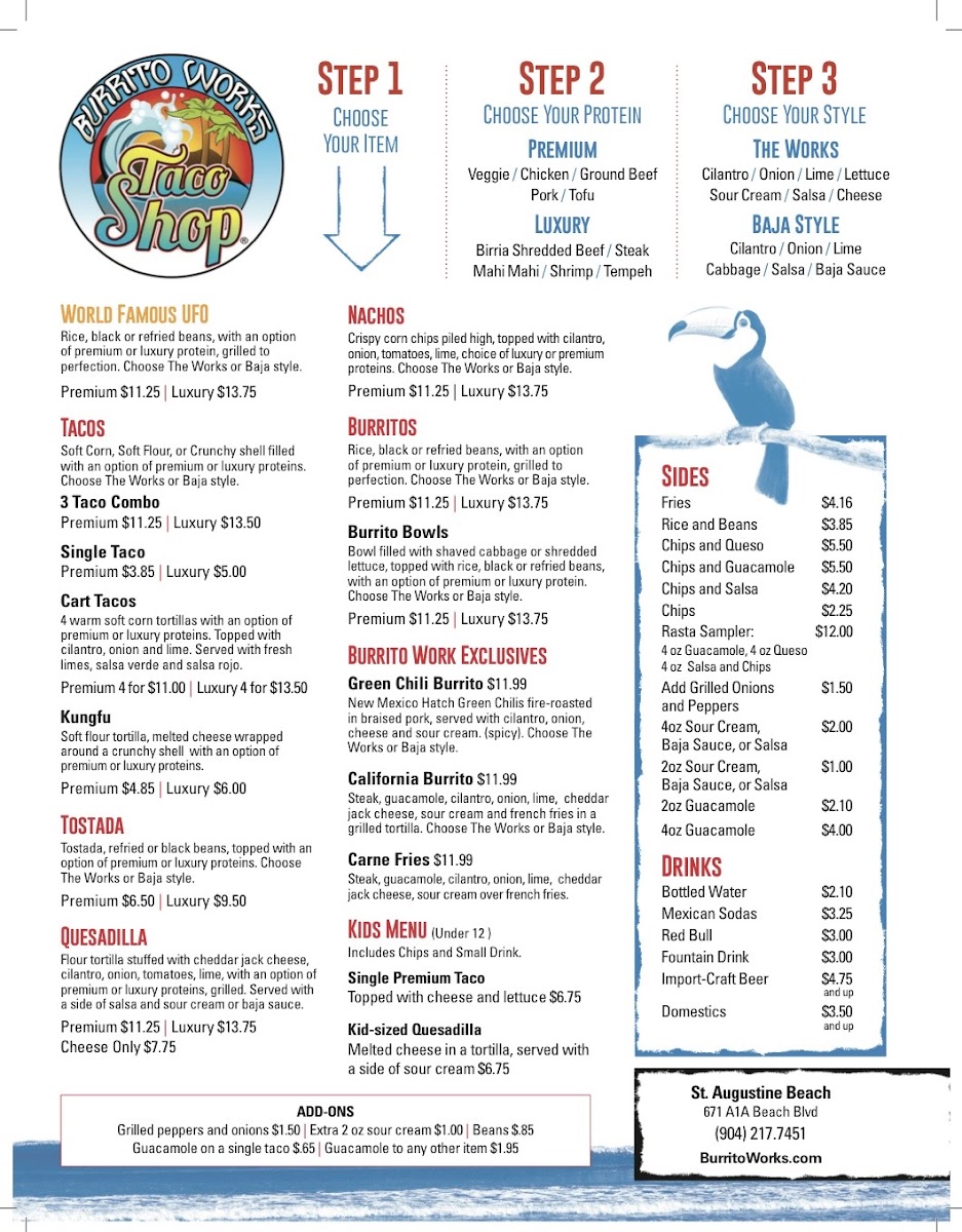 A1A Burrito Works Photo Menu 1