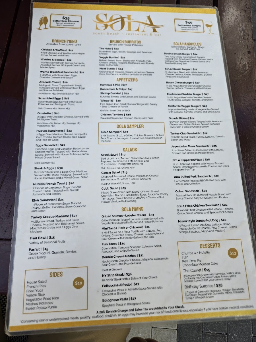 Sola Miami Beach Photo Menu 3
