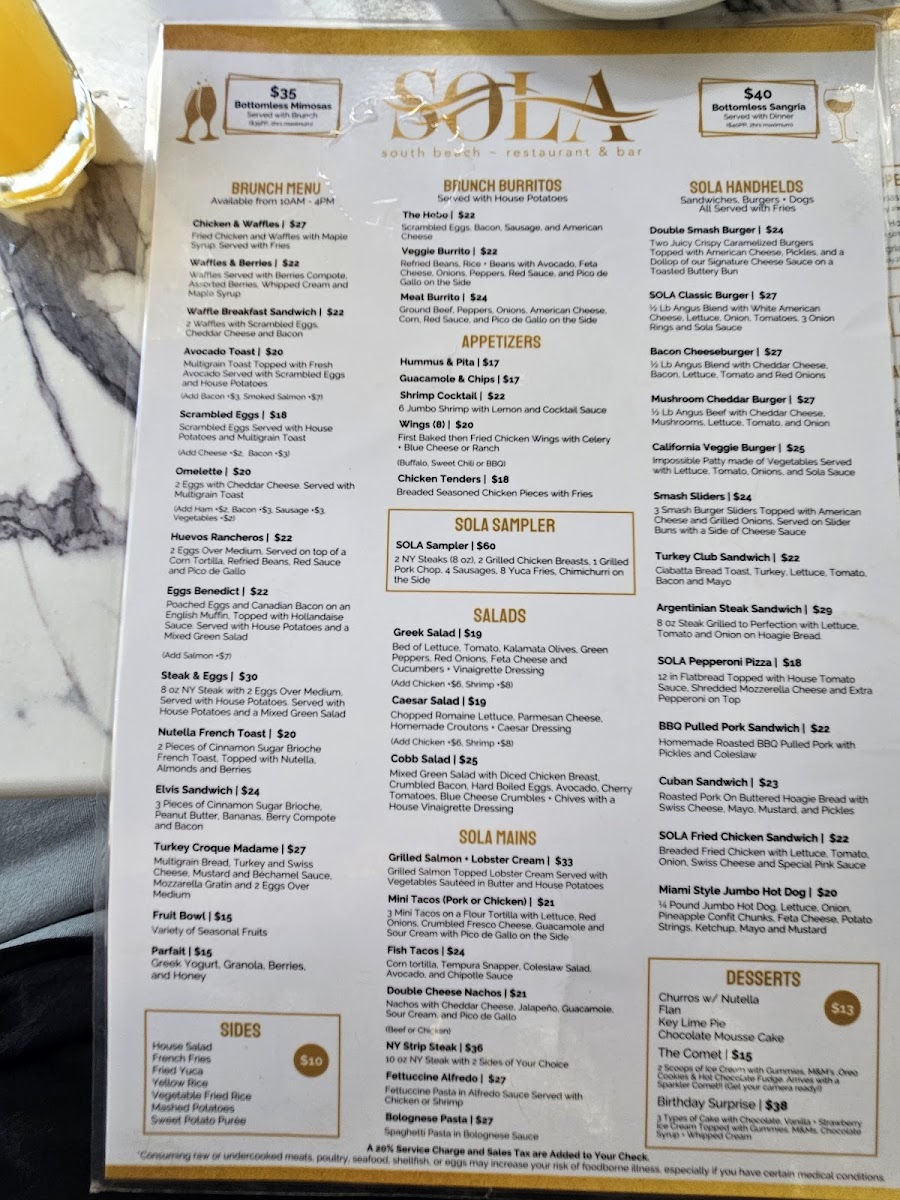 Sola Miami Beach Photo Menu 6