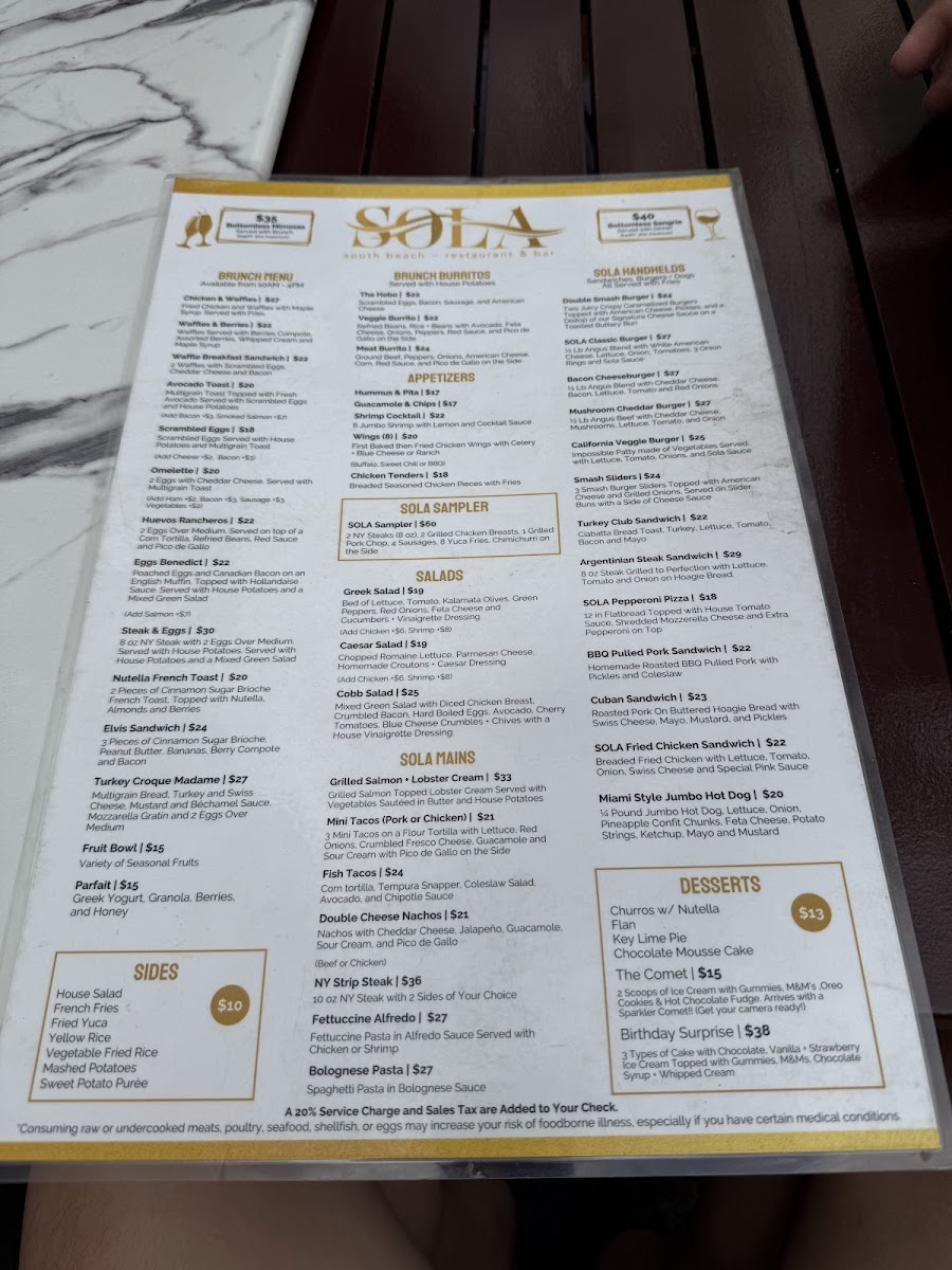 Sola Miami Beach Photo Menu 7