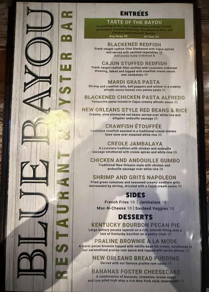 Blue Bayou Restaurant & Oyster Bar Photo Menu 3