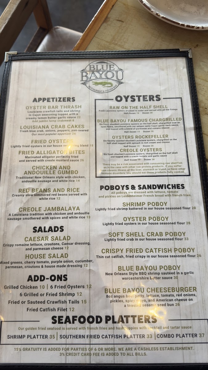 Blue Bayou Restaurant & Oyster Bar Photo Menu 4
