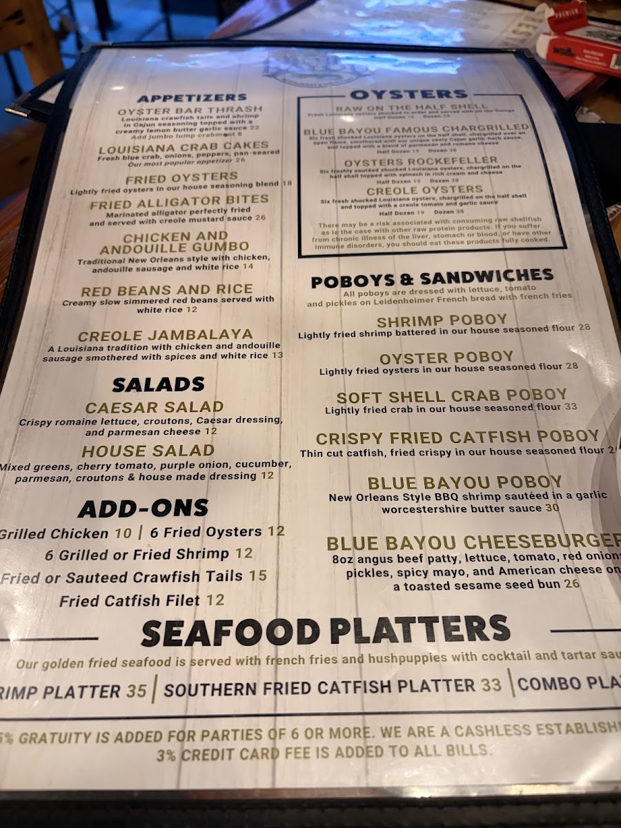 Blue Bayou Restaurant & Oyster Bar Photo Menu 9