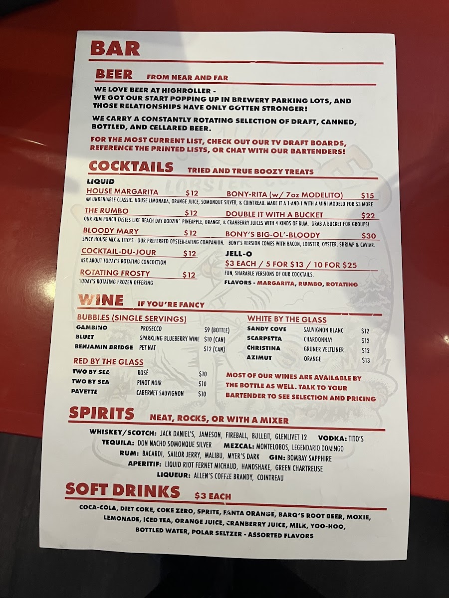 The Highroller Lobster Co. Photo Menu 4