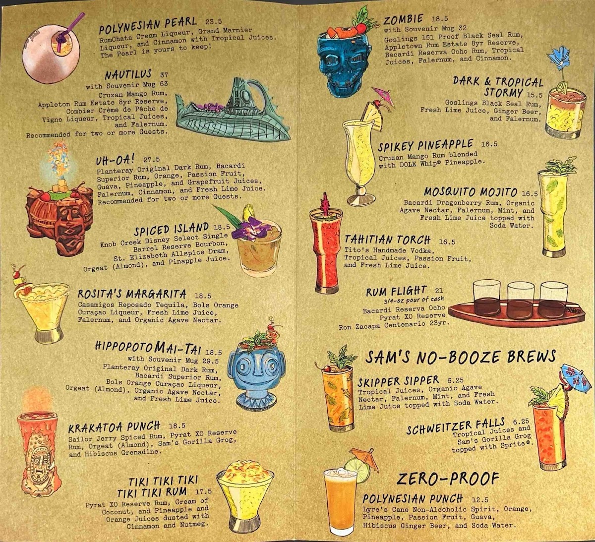 Trader Sam's Grog Grotto Photo Menu 1