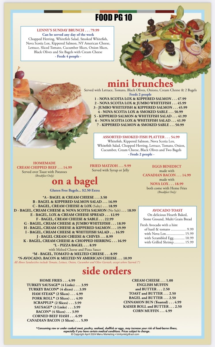Ben & Irv's Photo Menu 1