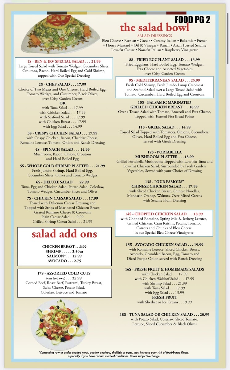 Ben & Irv's Photo Menu 2