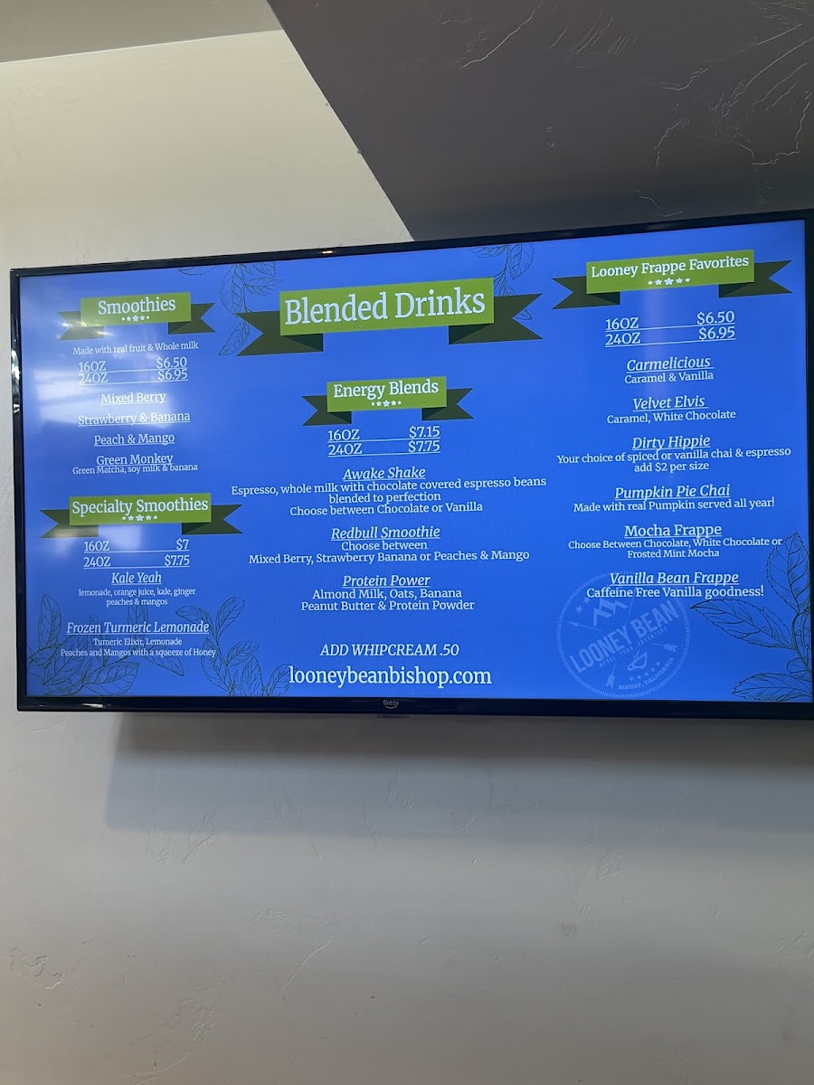 Looney Bean Photo Menu 2
