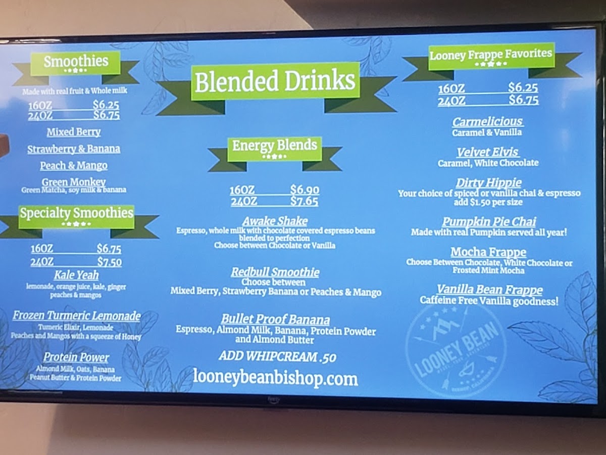 Looney Bean Photo Menu 3