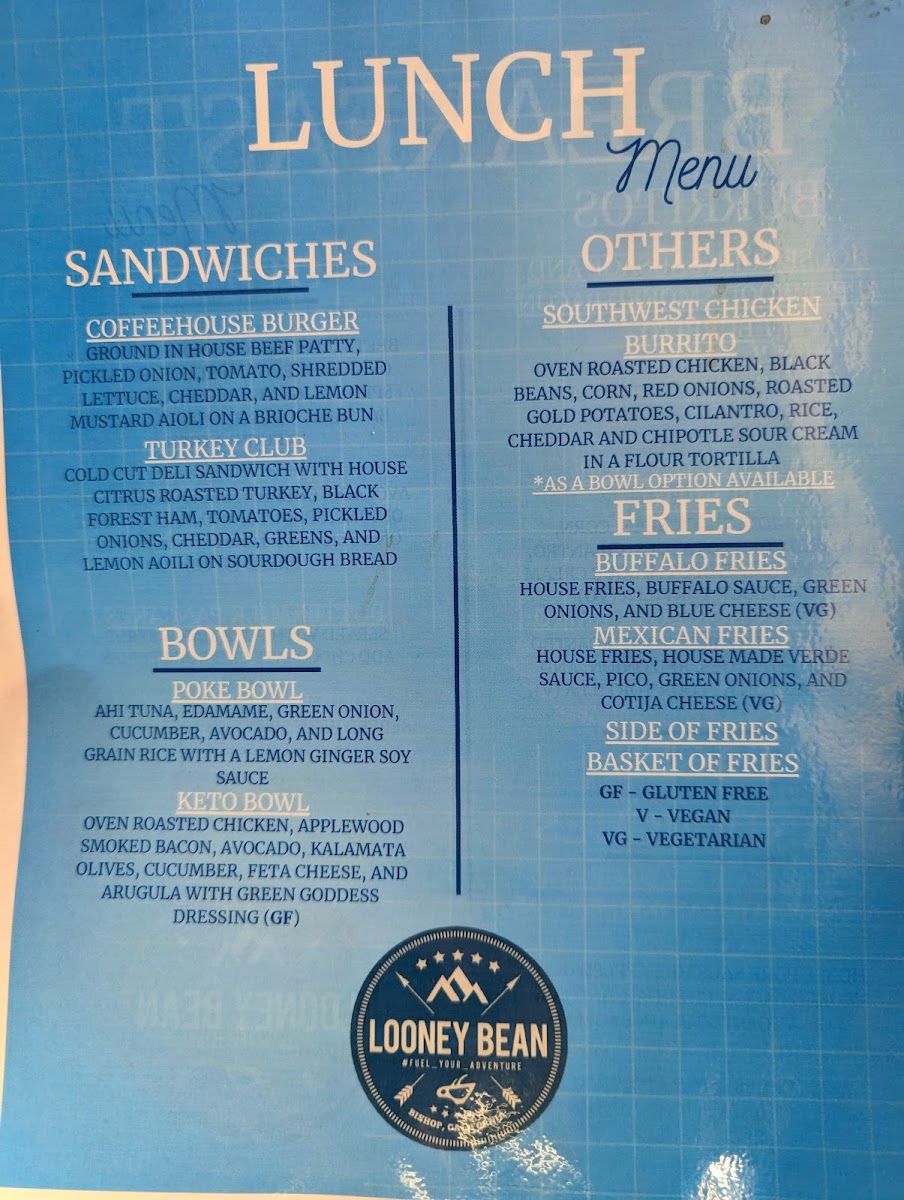 Looney Bean Photo Menu 5