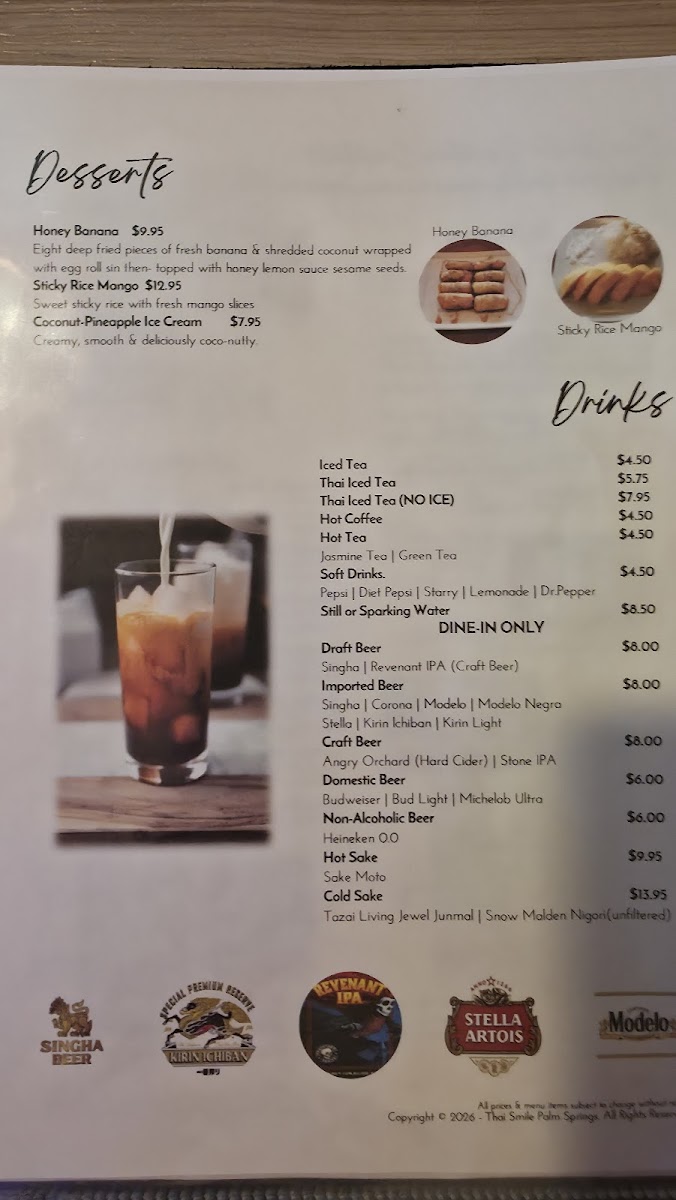 Thai Smile Palm Springs Photo Menu 1