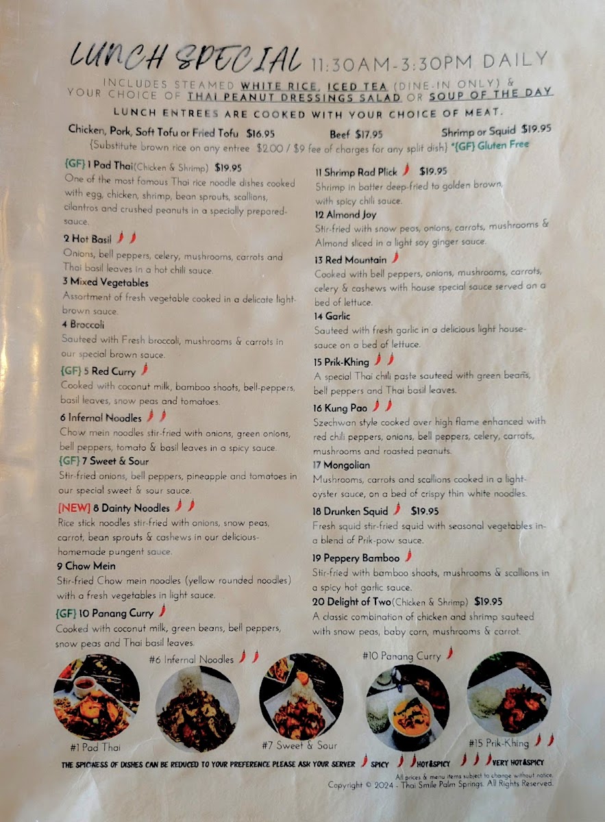 Thai Smile Palm Springs Photo Menu 2