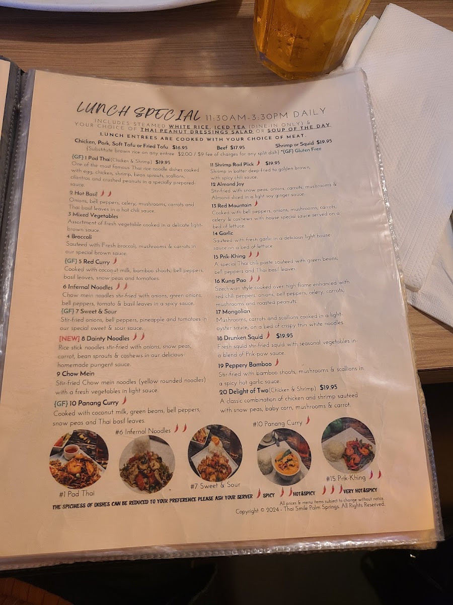 Thai Smile Palm Springs Photo Menu 3