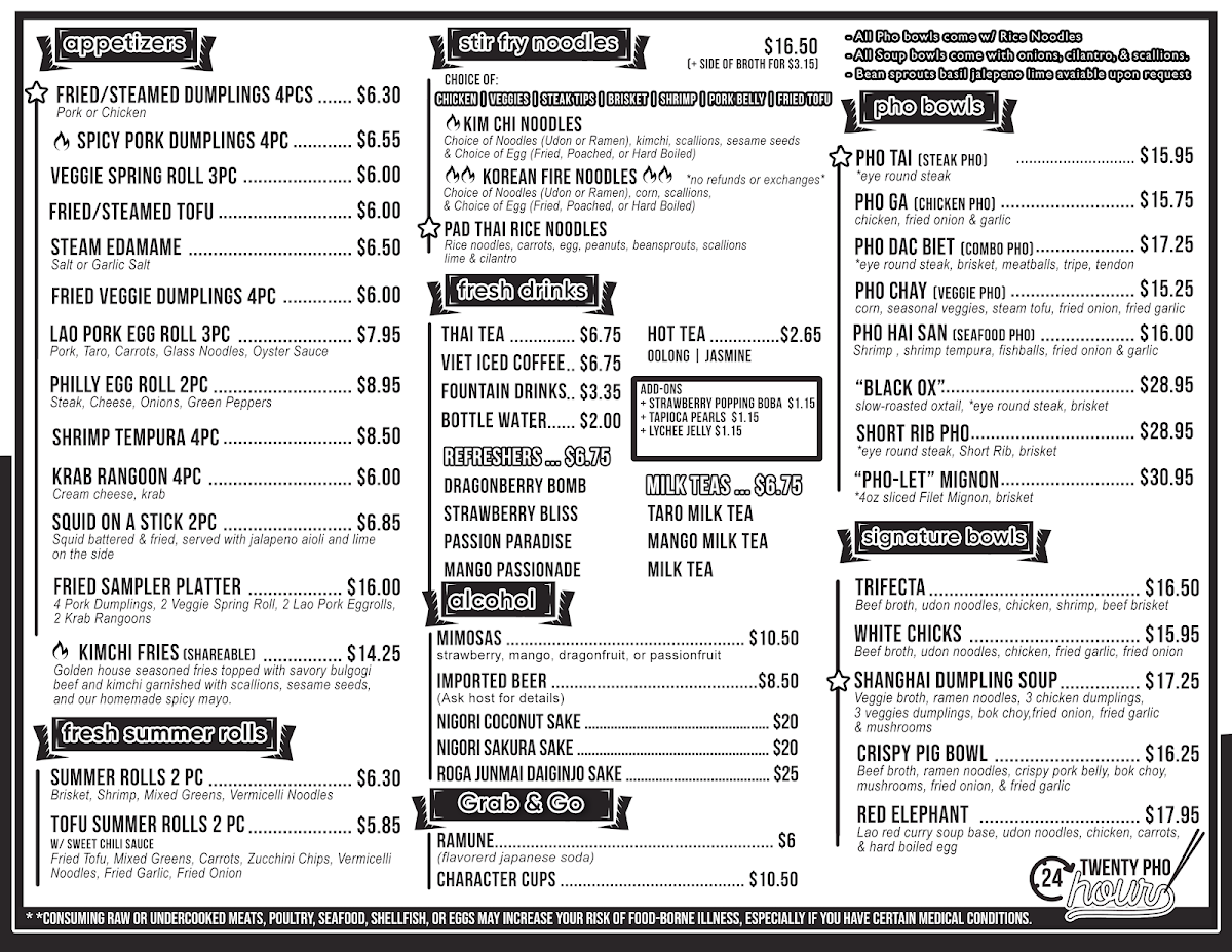 Twenty Pho Hour Photo Menu 1