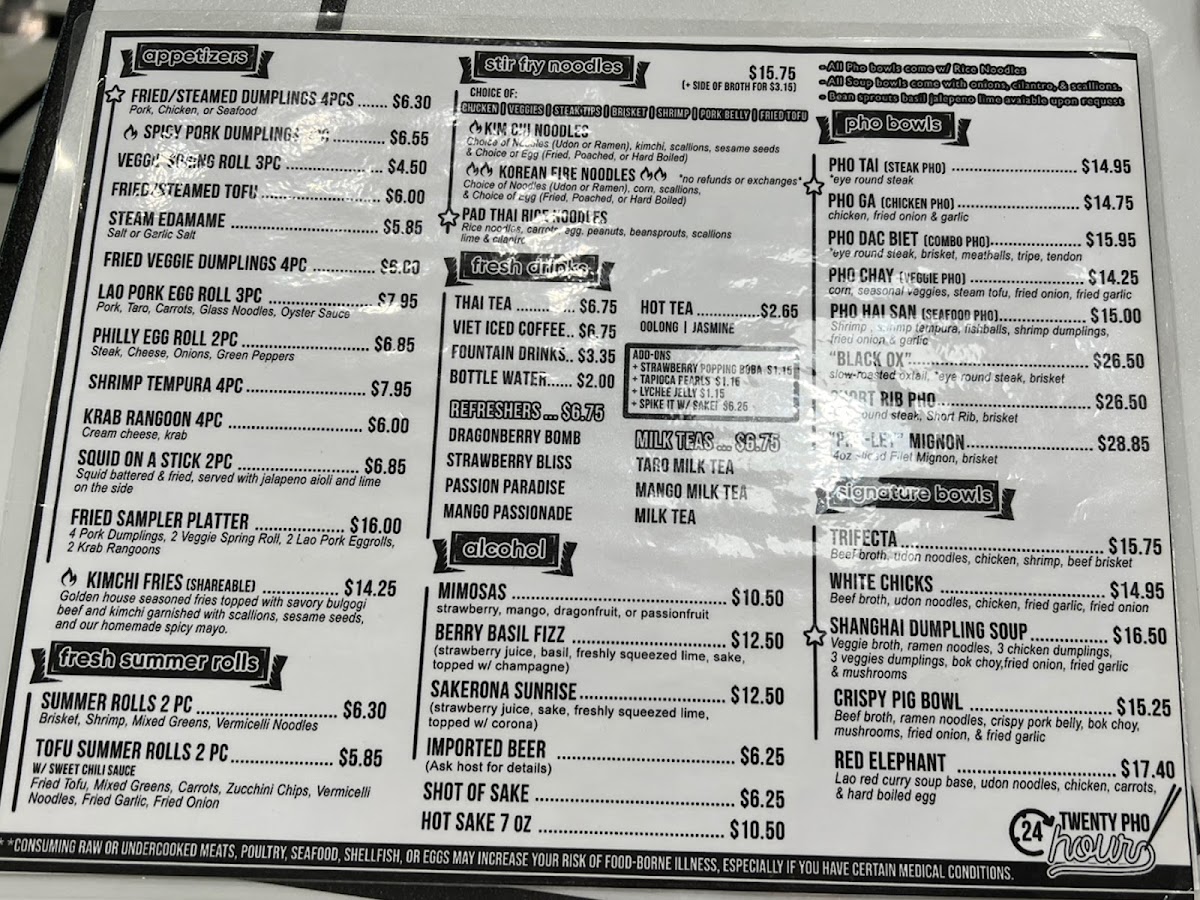 Twenty Pho Hour Photo Menu 5