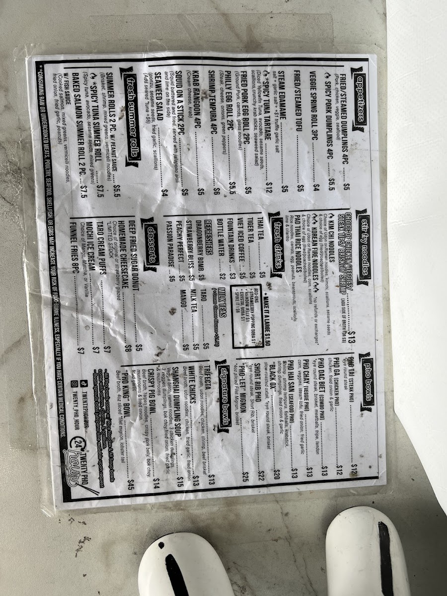 Twenty Pho Hour Photo Menu 8
