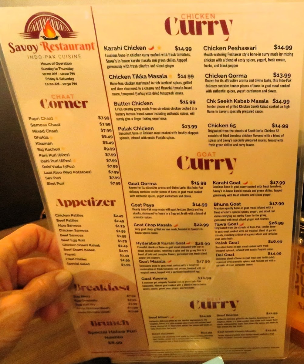Savoy Restaurant Photo Menu 1