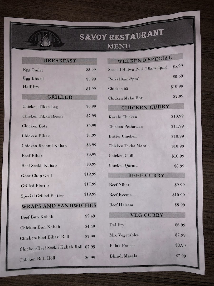 Savoy Restaurant Photo Menu 10