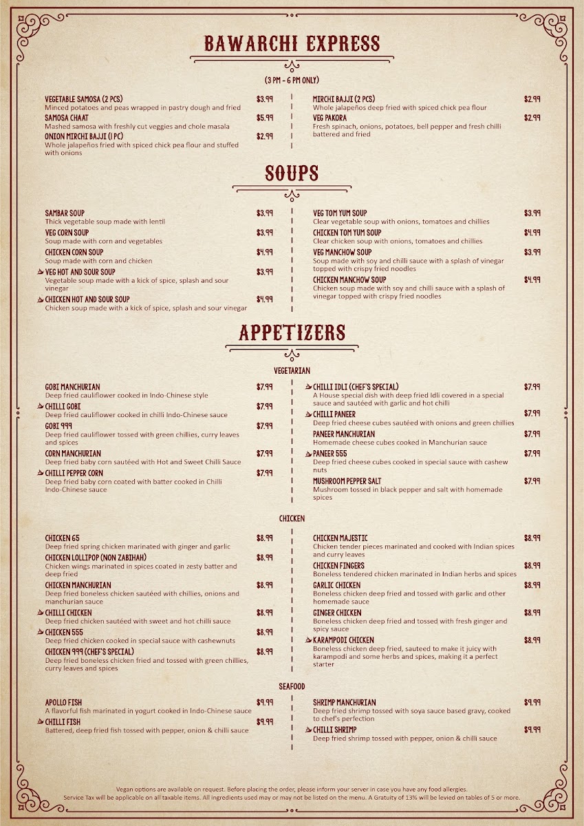 Bawarchi Biryanis - Indian Cuisine Atlanta Photo Menu 10