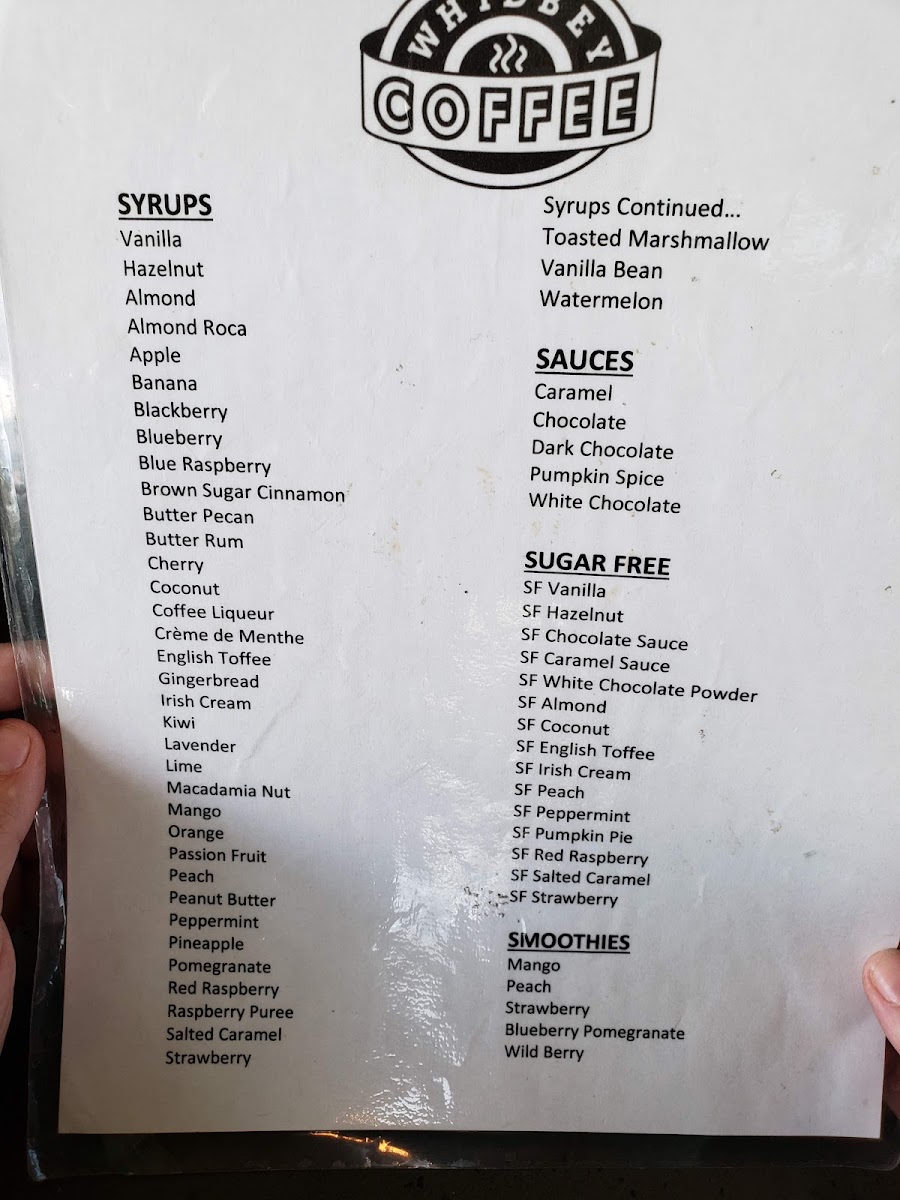 Whidbey Coffee Photo Menu 6