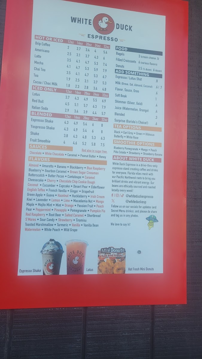 White Duck Espresso Photo Menu 1