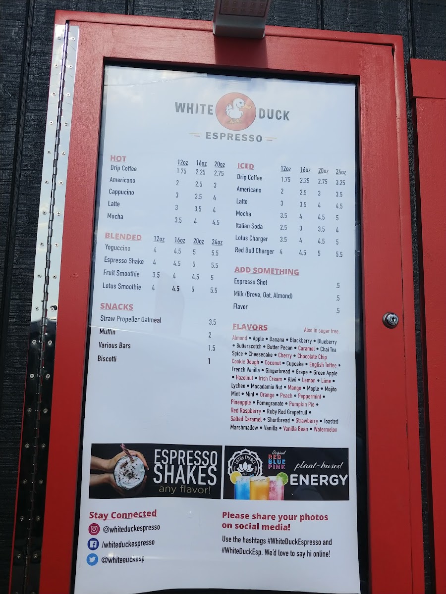 White Duck Espresso Photo Menu 2