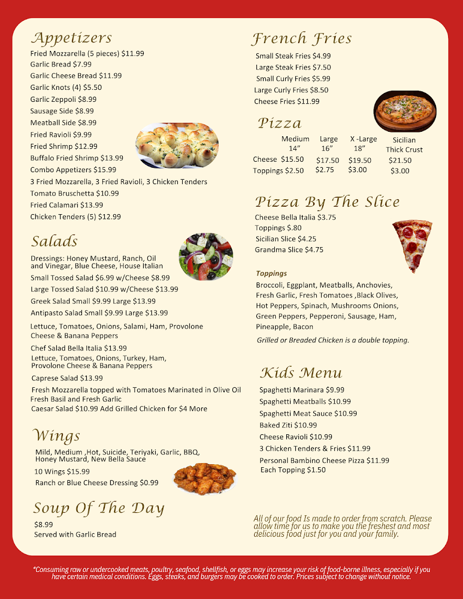 Bella Italia Pizza Photo Menu 1