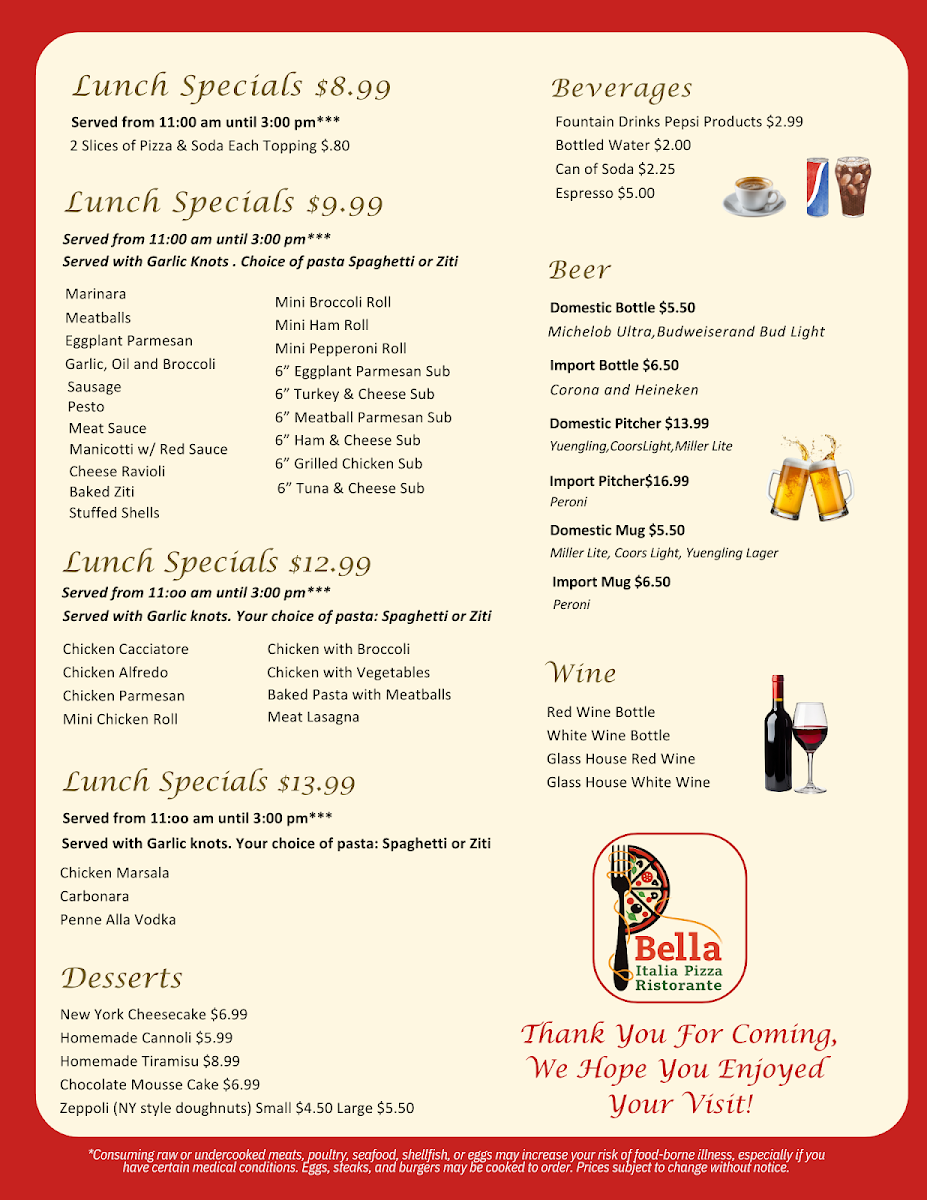 Bella Italia Pizza Photo Menu 3