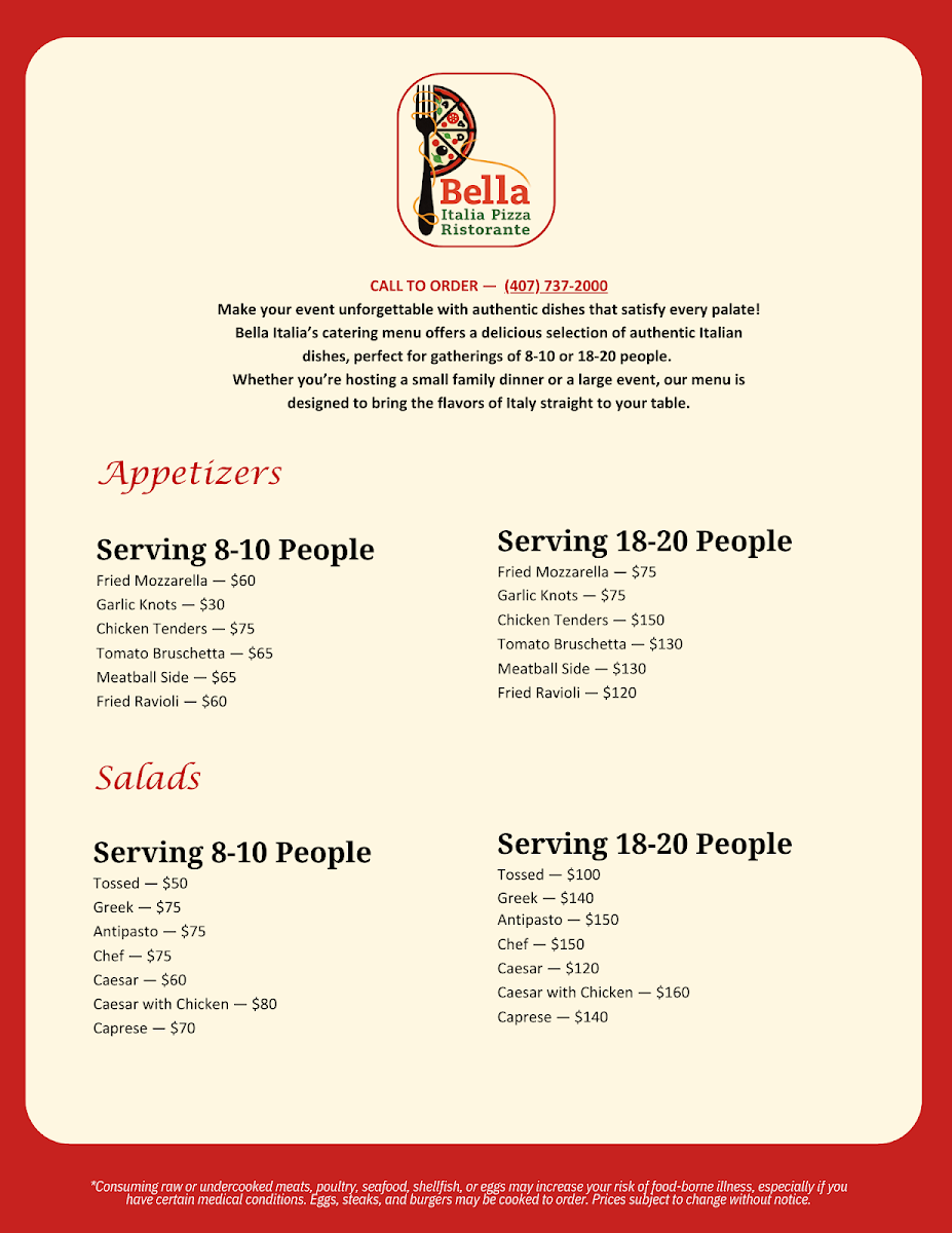 Bella Italia Pizza Photo Menu 5