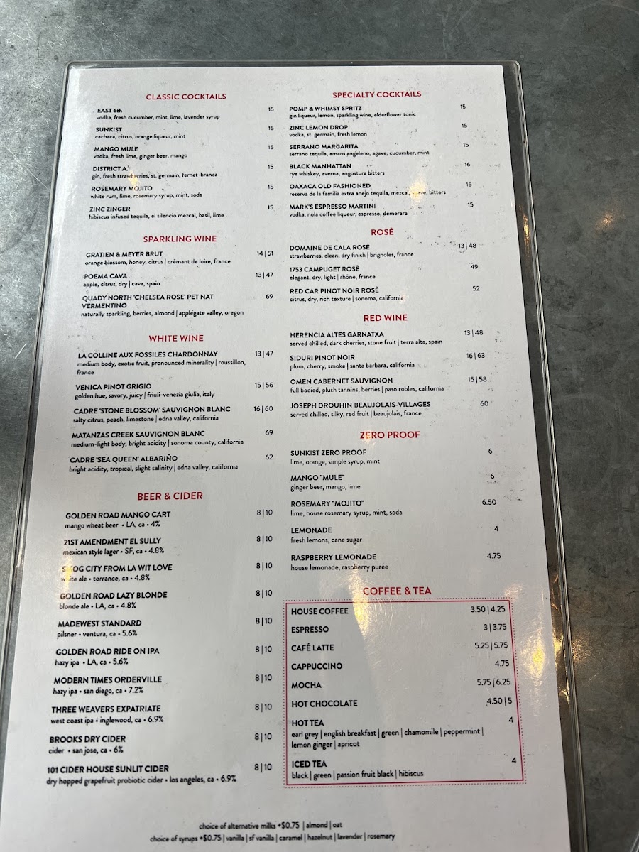 Zinc Café & Bar Photo Menu 10