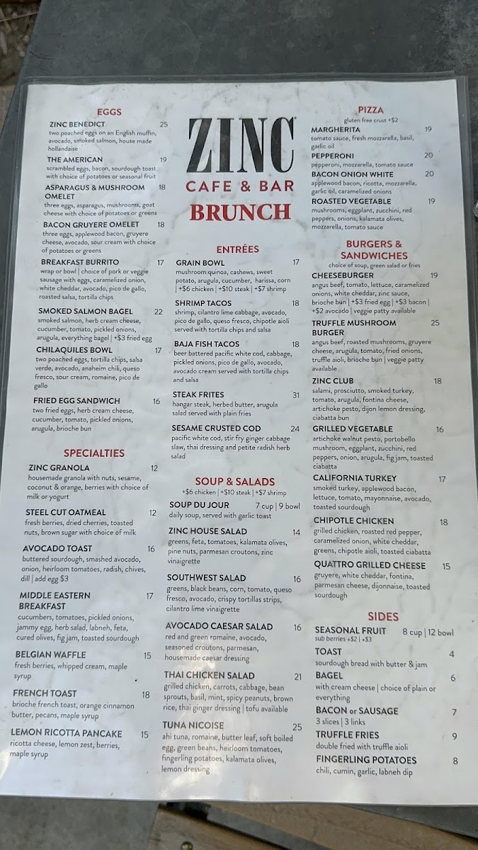 Zinc Café & Bar Photo Menu 2