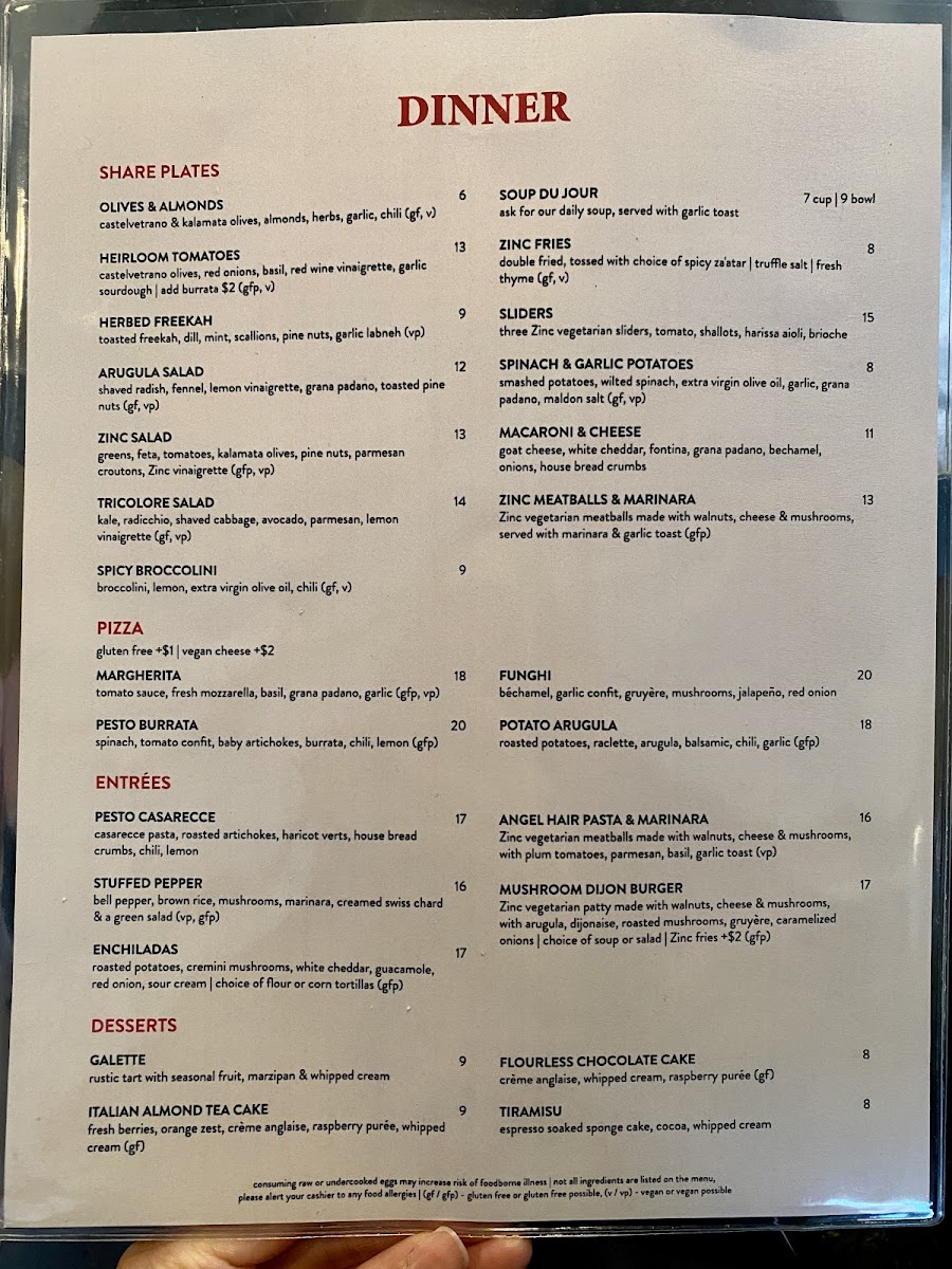 Zinc Café & Bar Photo Menu 5