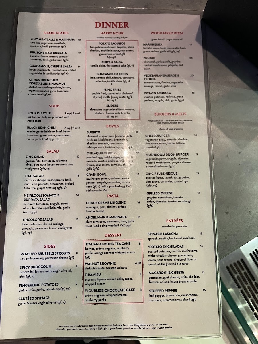 Zinc Café & Bar Photo Menu 8