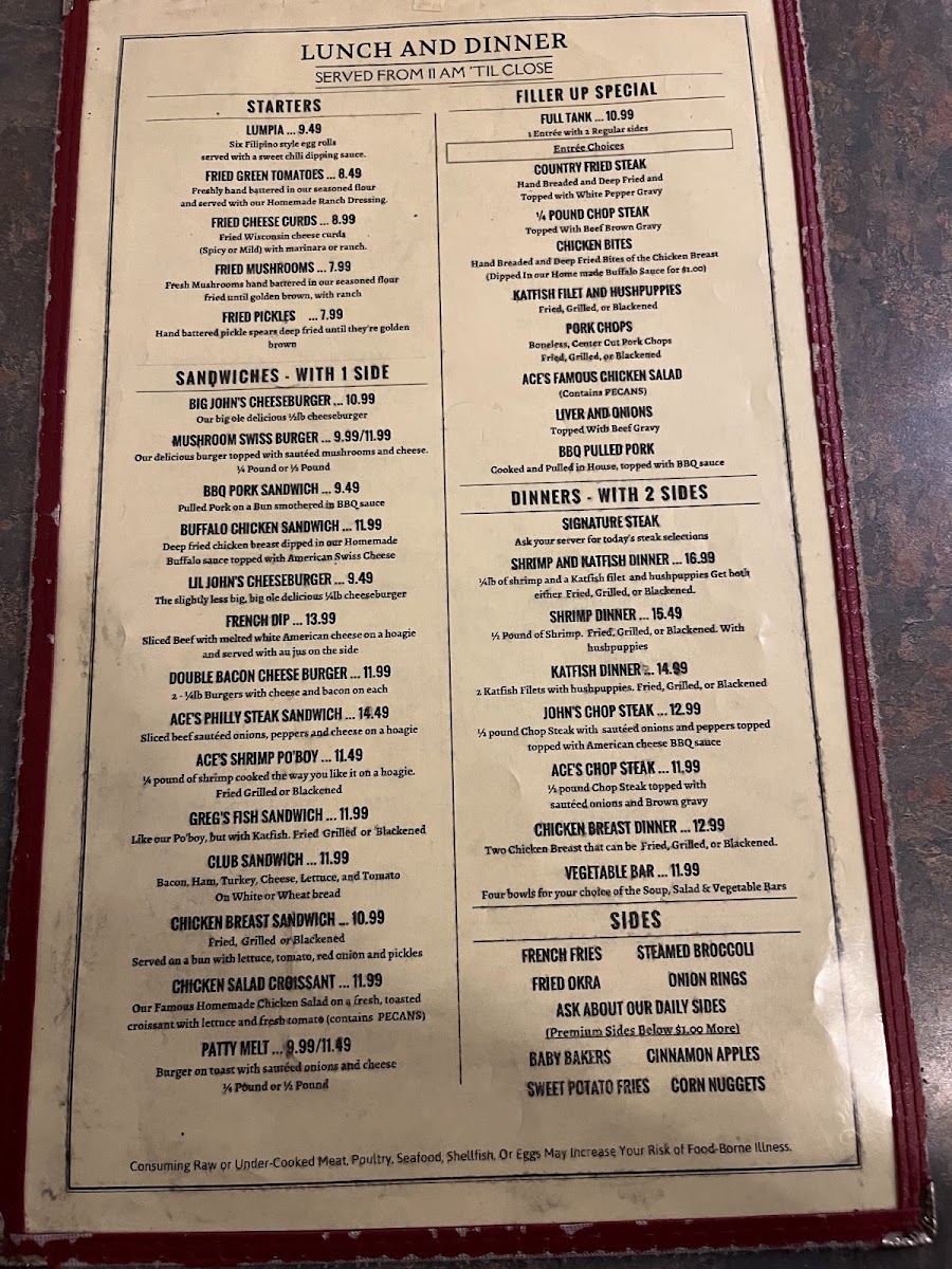 Ace's Restaurant Photo Menu 4