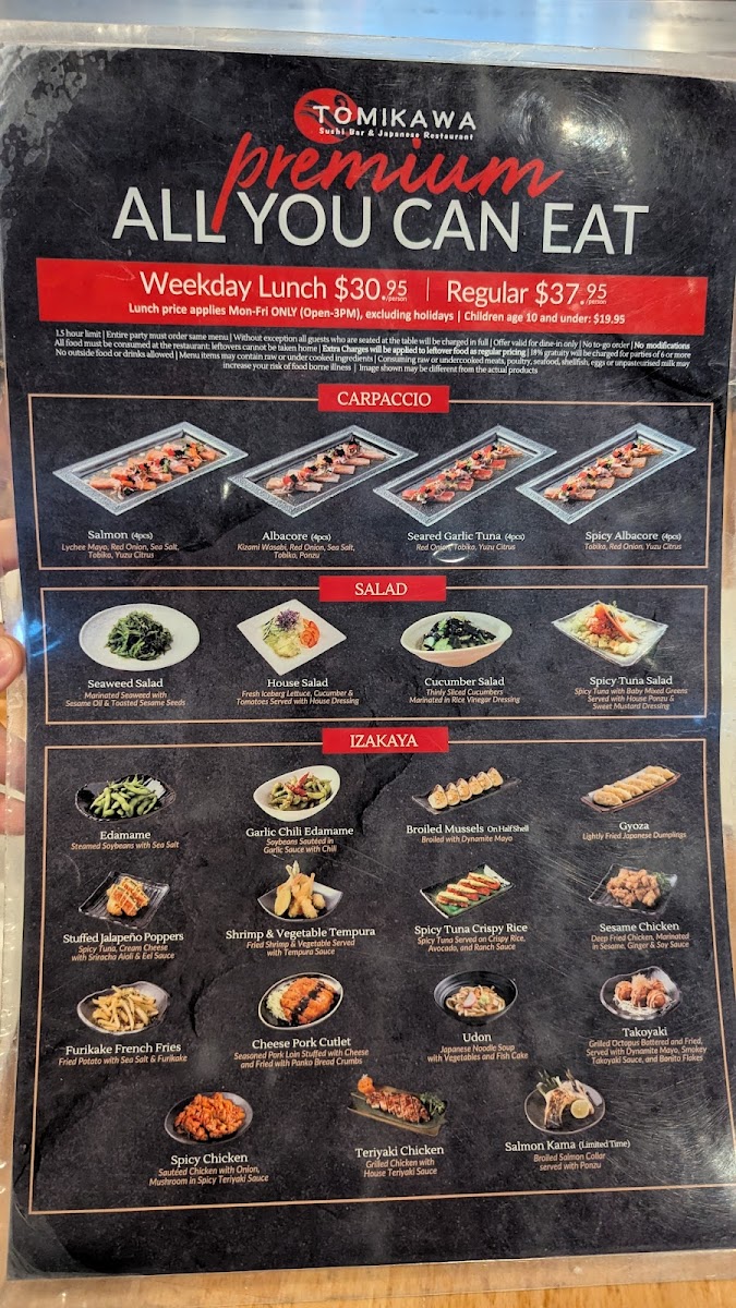 Tomikawa Sushi Bar Restaurant Photo Menu 3