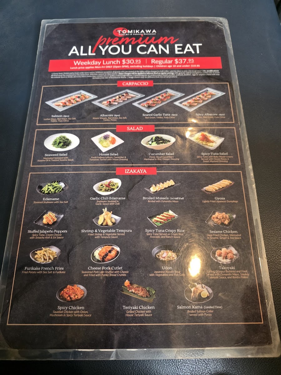 Tomikawa Sushi Bar Restaurant Photo Menu 5