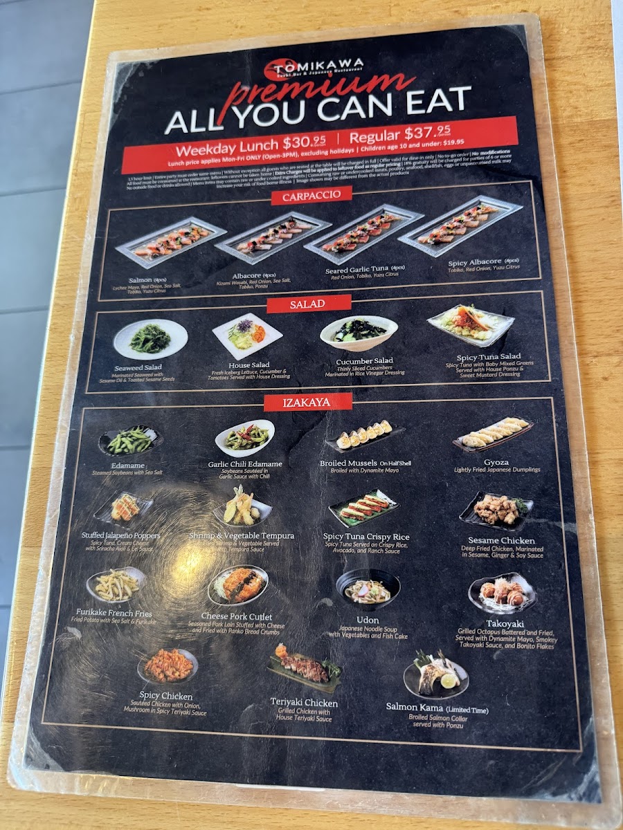 Tomikawa Sushi Bar Restaurant Photo Menu 6
