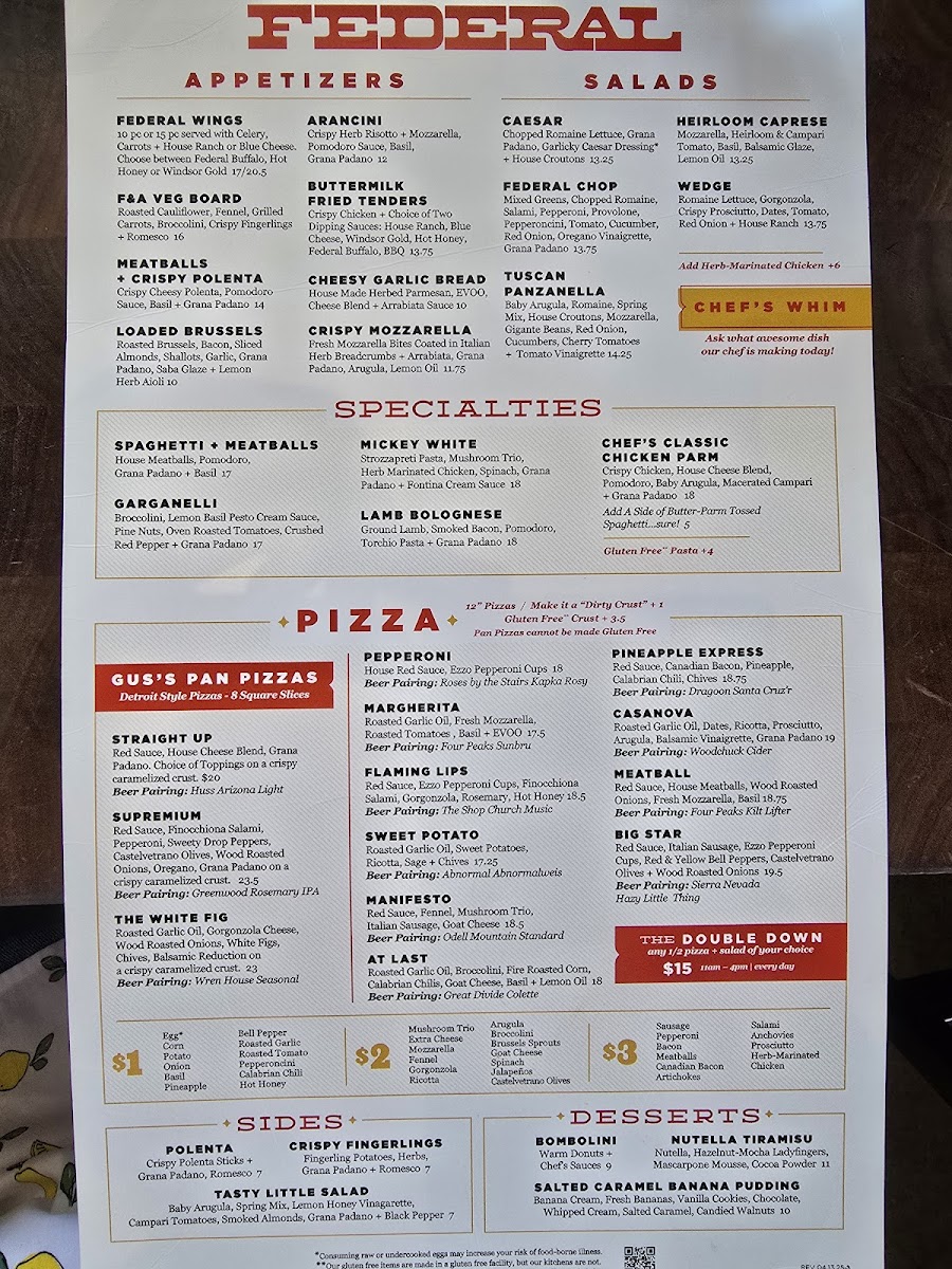 Federal Pizza Photo Menu 1