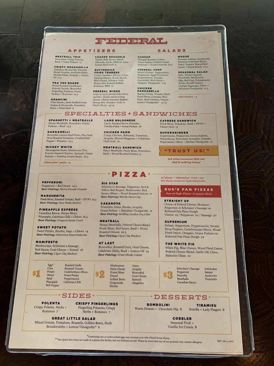 Federal Pizza Photo Menu 10