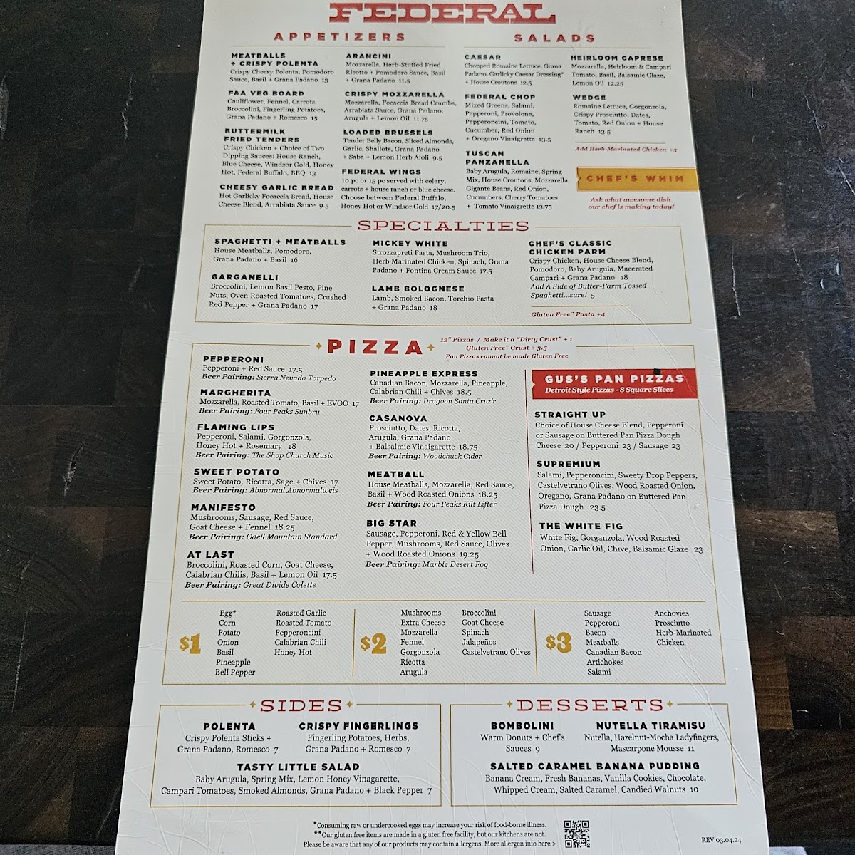 Federal Pizza Photo Menu 2