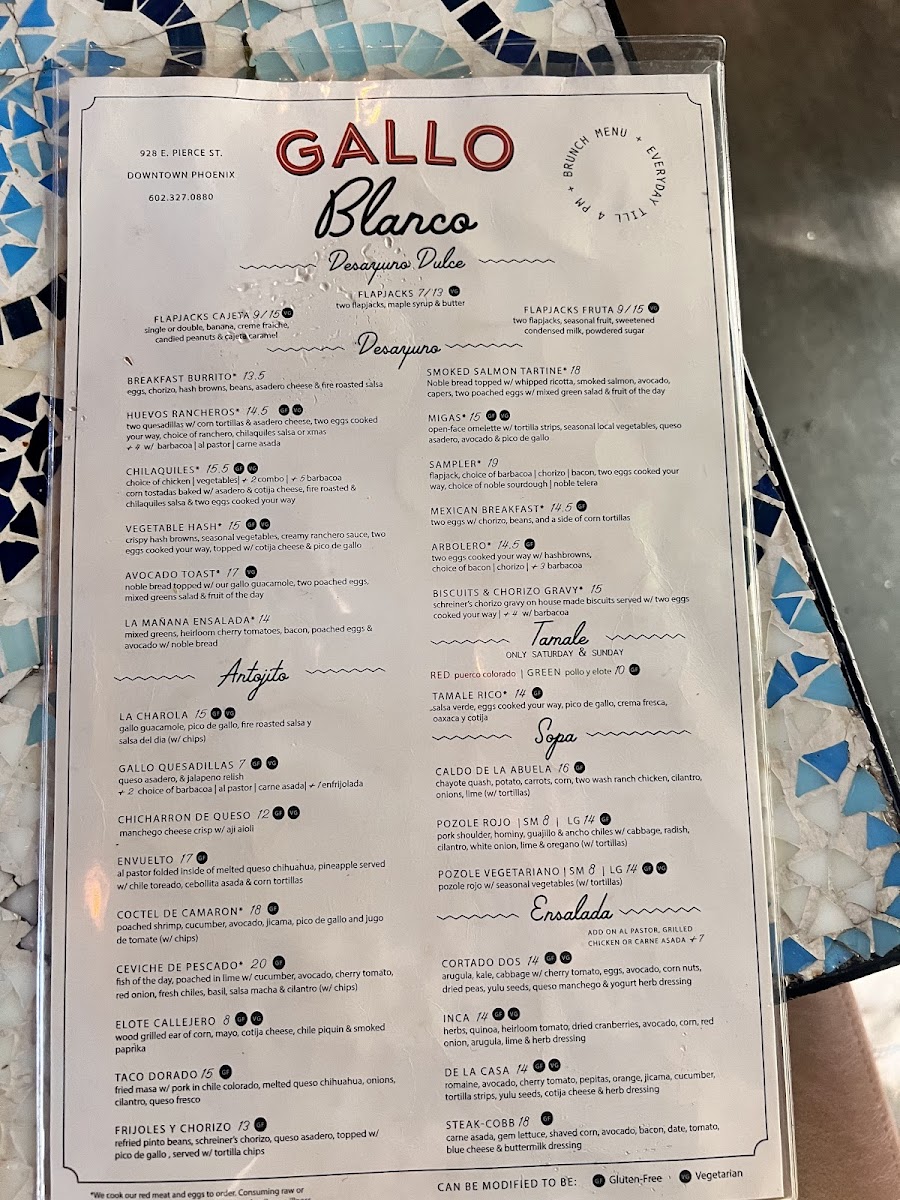 Gallo Blanco Photo Menu 2