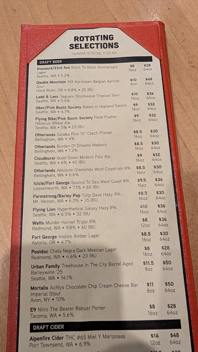 Watershed Pub & Kitchen Photo Menu 1