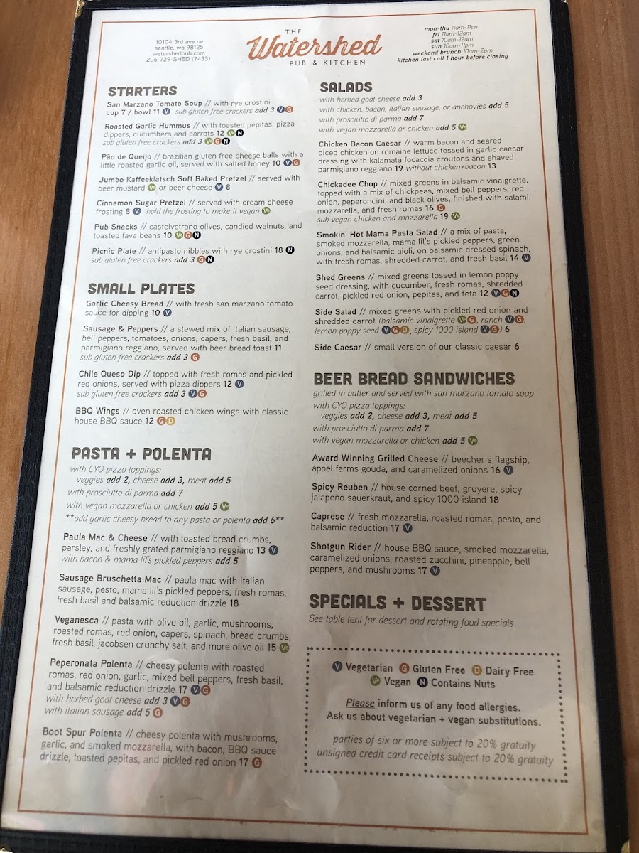 Watershed Pub & Kitchen Photo Menu 8