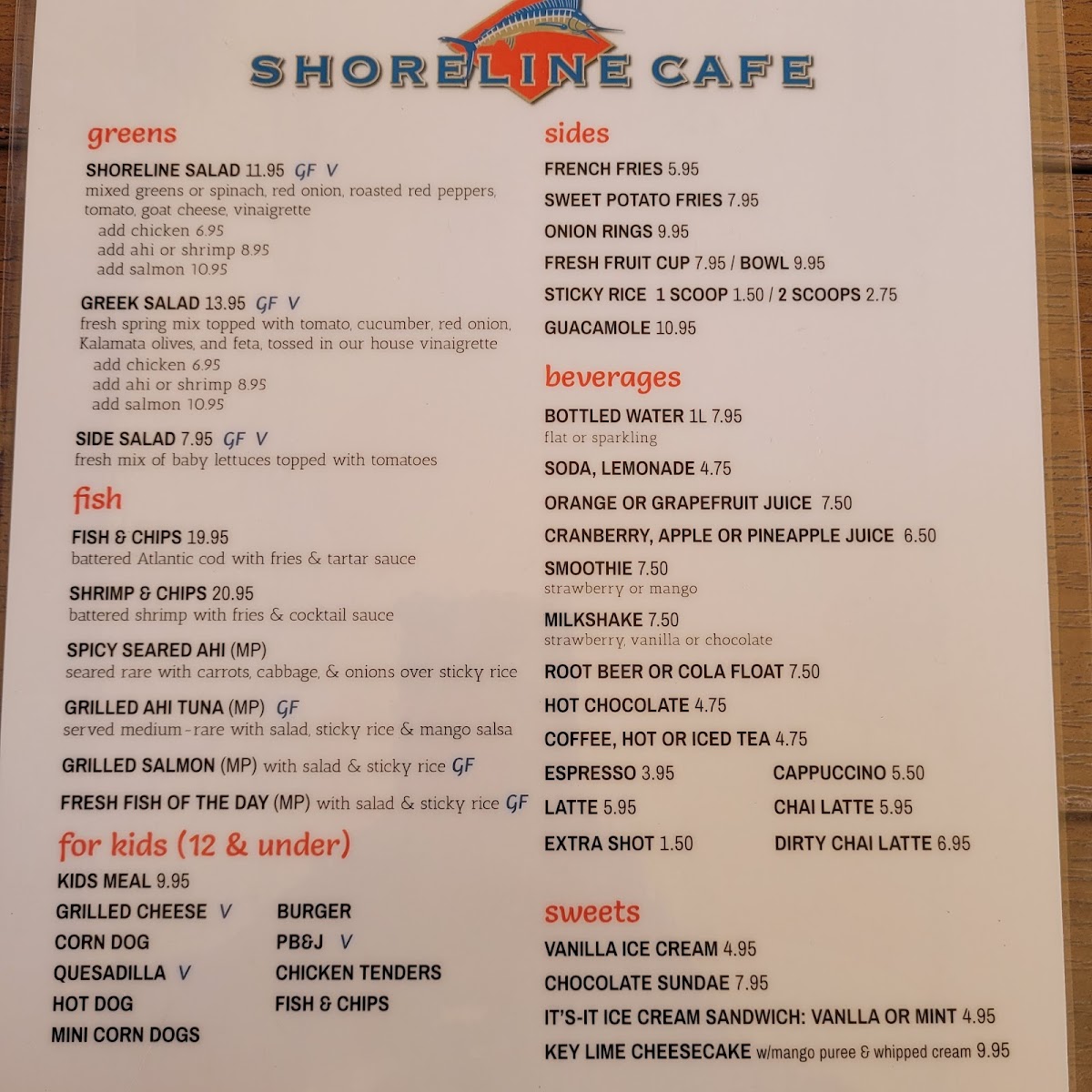 Shoreline Cafe Photo Menu 2