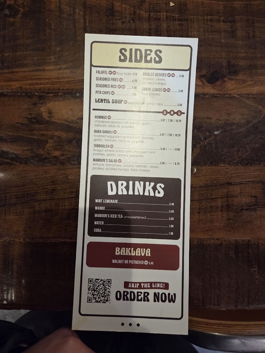 Mamoun's Falafel Photo Menu 4